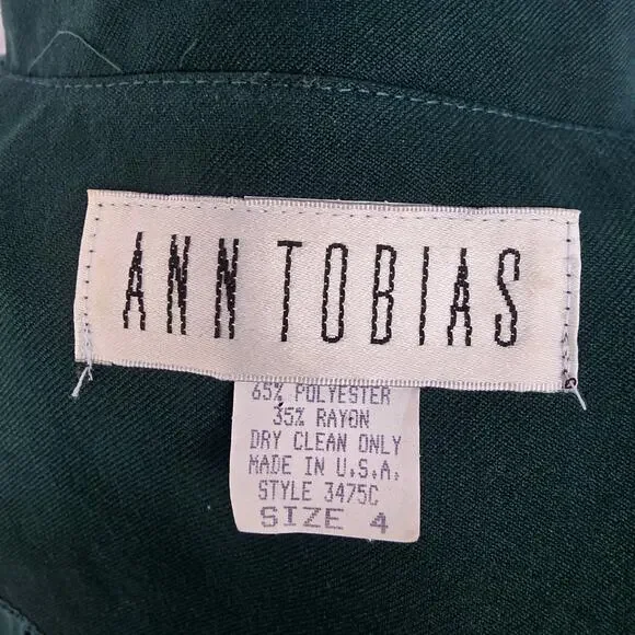 Vintage Ann Tobias Emerald Green Coat Women’s Size 4 Tailored Jacket - Picture 4 of 7